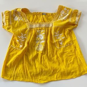 Yellow & White Embroidered J. Crew Shirt XL